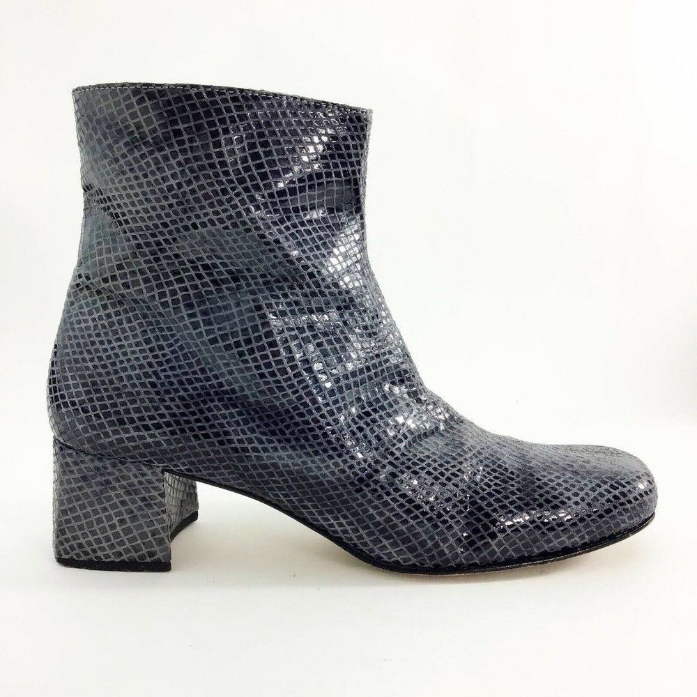 Ganni Python Snake Embossed Ankle Bootie Blue Wom… - image 2